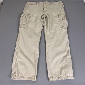 Unionbay Cargo Pants Men's 40x32 Khaki Relaxed Fit Cotton Twill Straight Leg Tan